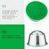 Reusable Coffee Capsule Filters Washable Corrosion resistant Stainless Steel Refillable Coffee Pods 2 capsules   scoop brush