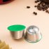 Reusable Coffee Capsule Filters Washable Corrosion resistant Stainless Steel Refillable Coffee Pods 2 capsules   scoop brush