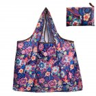 Reusable Foldable Shopping Bags Large Size Tote Bag with Handle Purple flower 127_XL