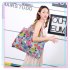 Reusable Foldable Shopping Bags Large Size Tote Bag with Handle Purple flower 127 XL