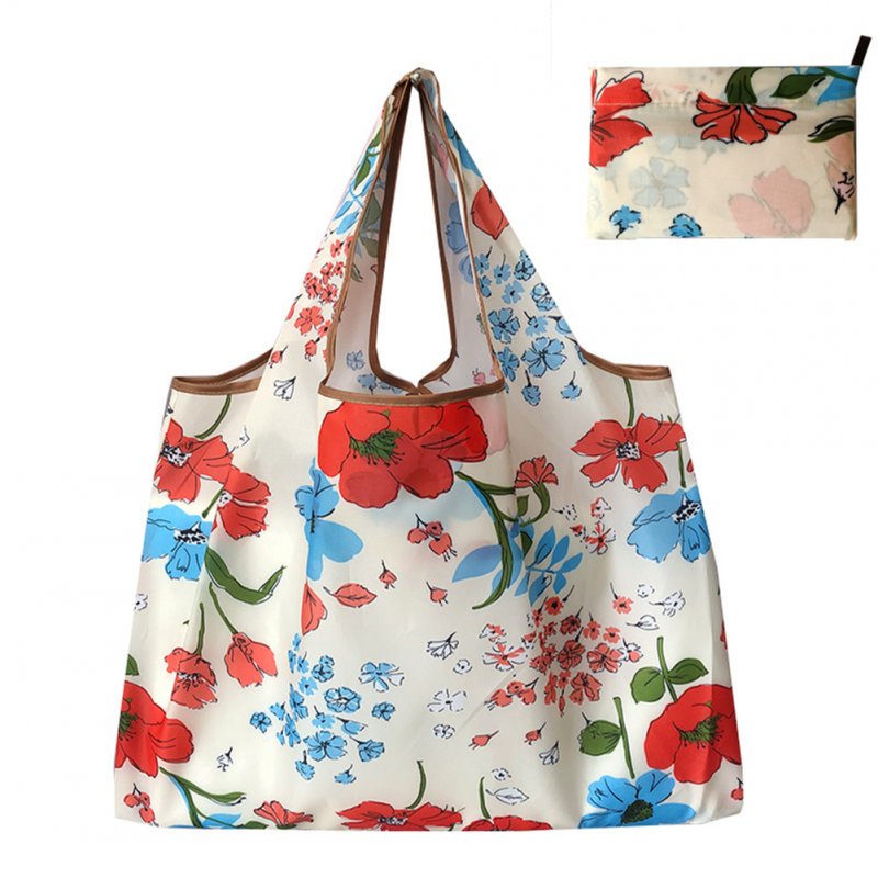 Reusable Foldable Shopping Bags Large Size Tote Bag with Handle Ink flower 141_XL