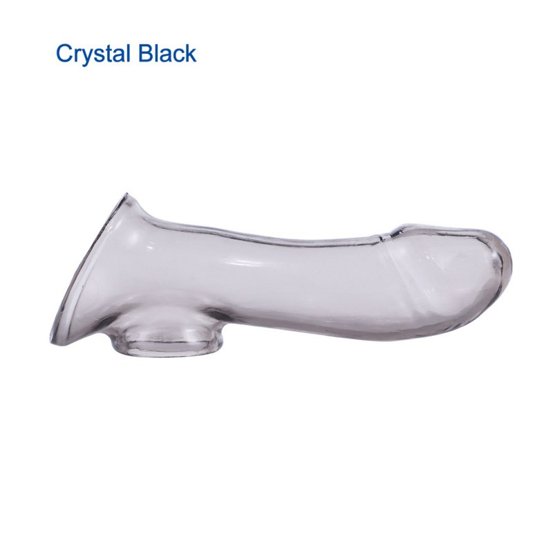 Reusable Penis Sleeves Dick Extender Enlargement TPE Sex Toys For Men Delayed Ejaculation Male Dildos Condom No Vibrator Crystal Black Type B