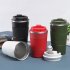 Reusable Stainless Steel Coffee  Mug Non slip Handle Double Vacuum Insulation Insulated Cup With Leak proof Lid For Office Travel Dark green