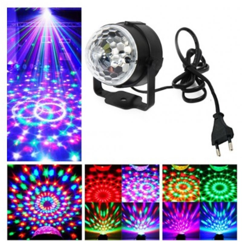 Rgb Led Crystal Magic Disco Ball Light, Music Sensitive Sync Stage Effect Colorful Rotating Lighting, Party Club Bar Sound Control Lamp EU Plug