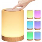 Rgb Touch Control Night Light Usb Rechargeable Bedroom Timing Desk Lamp Outdoor Hanging Induction Smart Light wood grain