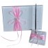 Ribbon Bow Wedding  Supplies Set Guest Signature Book pen Holder For Party White