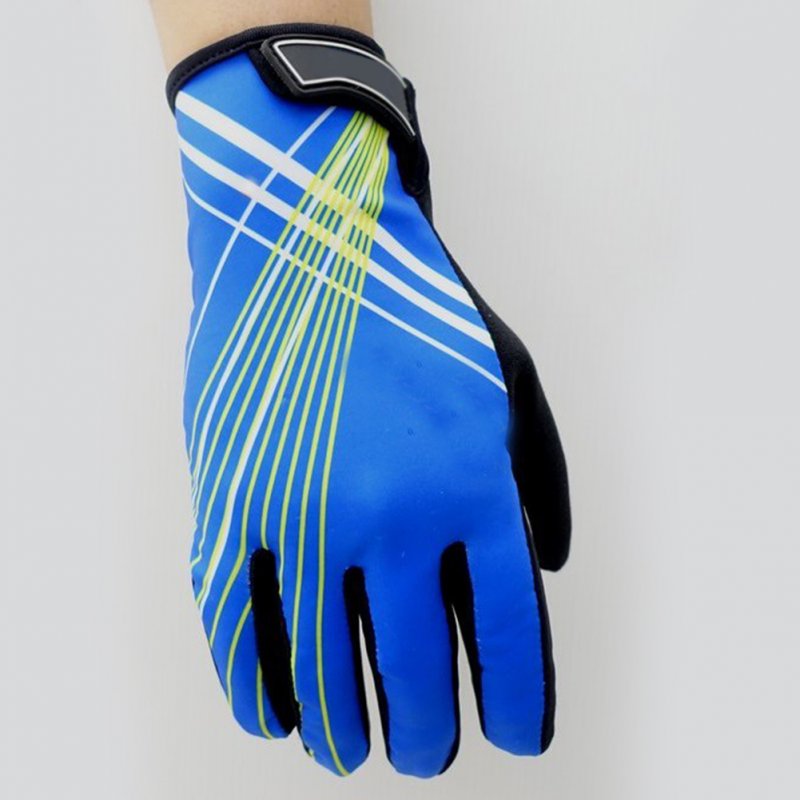 Riding Gloves Antumn Winter Mountain Bike Gloves Touch Screen Bike Gloves Blue yellow line_M