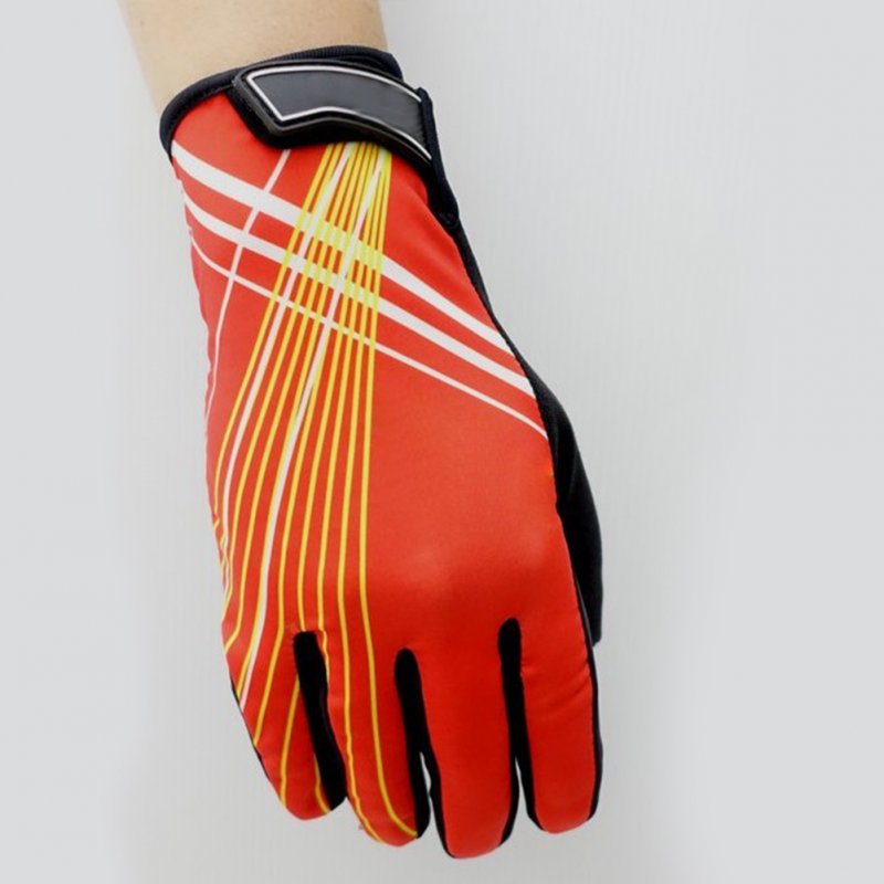 Riding Gloves Antumn Winter Mountain Bike Gloves Touch Screen Bike Gloves Red yellow line_M