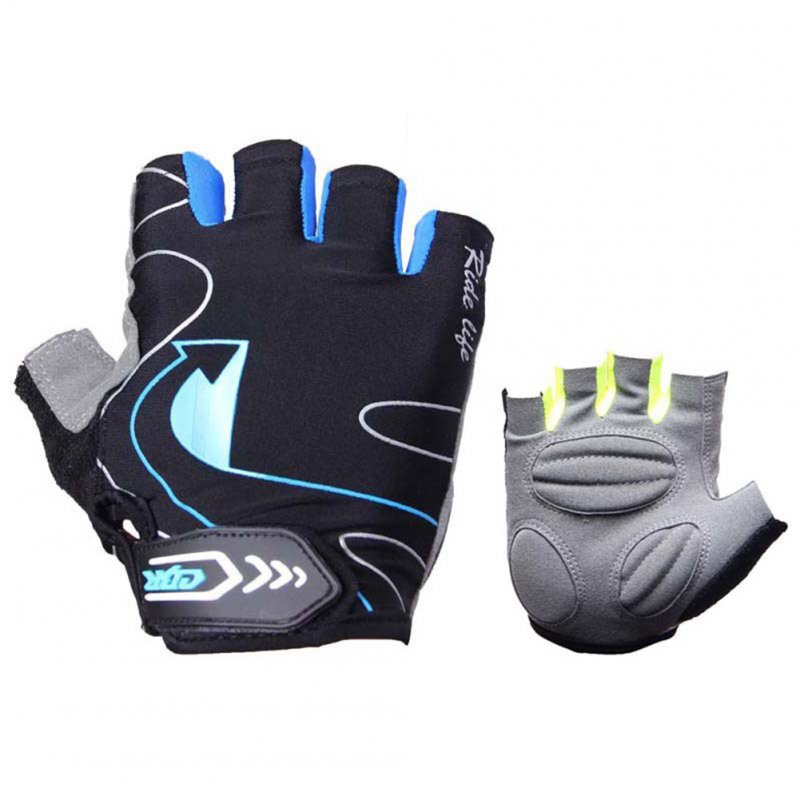 Riding Gloves Silicone Half-finger Gloves Moisture and Breathable Gloves Black blue_XL
