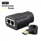 Rj45 Network Splitter Rj45 1 To 2 LAN Interface Ethernet Socket Connector Adapter 100M With Usb Power Cable black