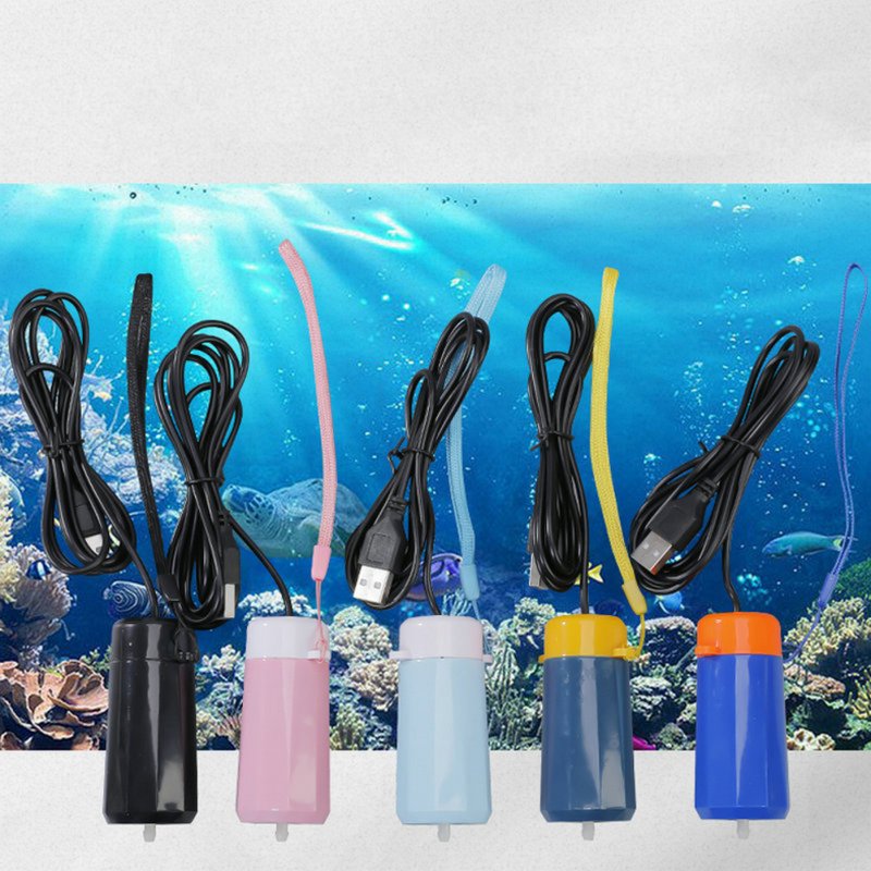 Portable Usb Oxygen Pump Usb Charging Low Noise Energy Saving Air Pump Aquarium Fish Tank Supplies Nordic blue/yellow