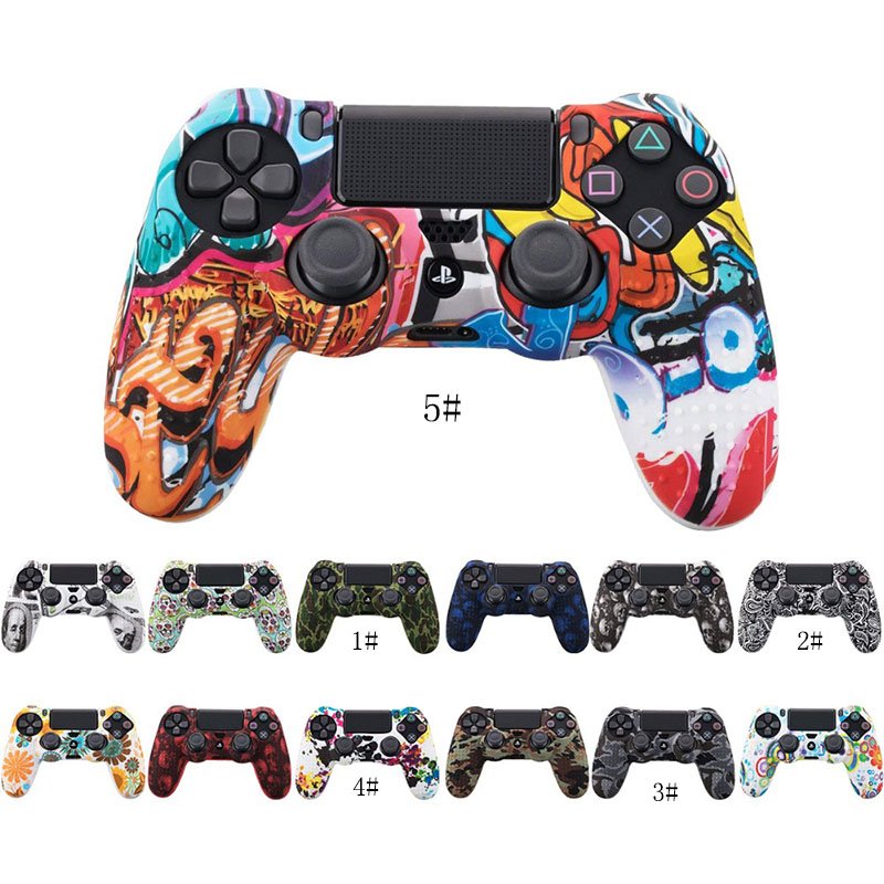 Camouflage Case Graffiti Studded Dots Silicone Rubber Gel Skin for Sony PS4 Slim/Pro Controller Case for Dualshock4