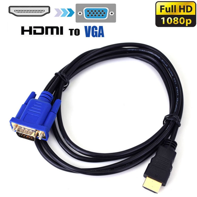 1.8M HDMI to VGA Cable HD 1080P HDMI Male to VGA Male Video Converter Adapter for PC Laptop