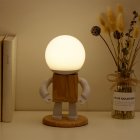 Robot Bedside Table Lamp Nightstand Light With Wood Lamp Shade Button 3 Color Light Built-in Rechargeable Battery Nightstand Lamp For Living Room Bedroom USB model