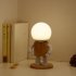 Robot Bedside Table Lamp Nightstand Light With Wood Lamp Shade Button 3 Color Light Built in Rechargeable Battery Nightstand Lamp For Living Room Bedroom USB mo