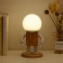 Robot Bedside Table Lamp Nightstand Light With Wood Lamp Shade Button 3 Color Light Built in Rechargeable Battery Nightstand Lamp For Living Room Bedroom USB mo