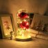 Romantic Simulate Rose Shape Night Light with Glass Shade for Home Valentine Tabletop Decor Brown base