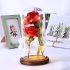 Romantic Simulate Rose Shape Night Light with Glass Shade for Home Valentine Tabletop Decor Brown base