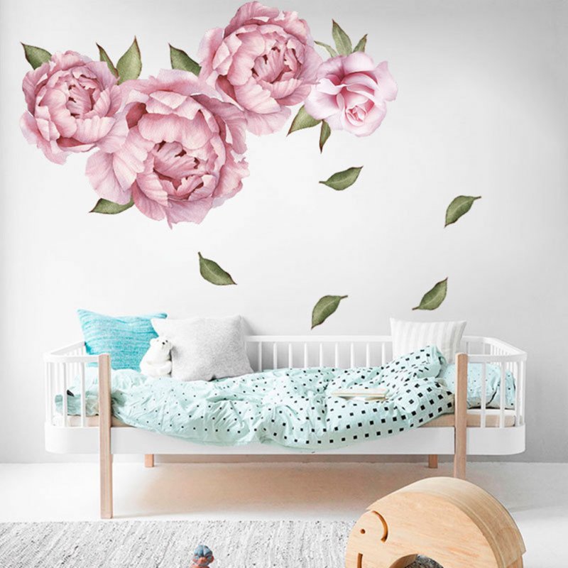 Rose Pink Peony Pattern Wall Sticker DIY Romantic Paster Home Living Room Decor 40 * 60cm 40 * 60cm