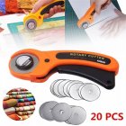 Rotary Cutter With 45mm Blades 20 Pack Rotary Cutter Replacement Blades Ergonomic Small Rotary Cutter Safety Lock Fabric Cutter Tool