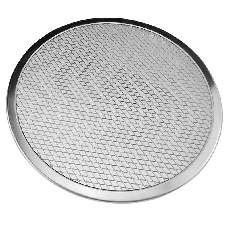Round Aluminium Pizza Screen Non-stick Reusable Mesh Baking Crisping Tray Bakeware Plate Pan Net  9 inch