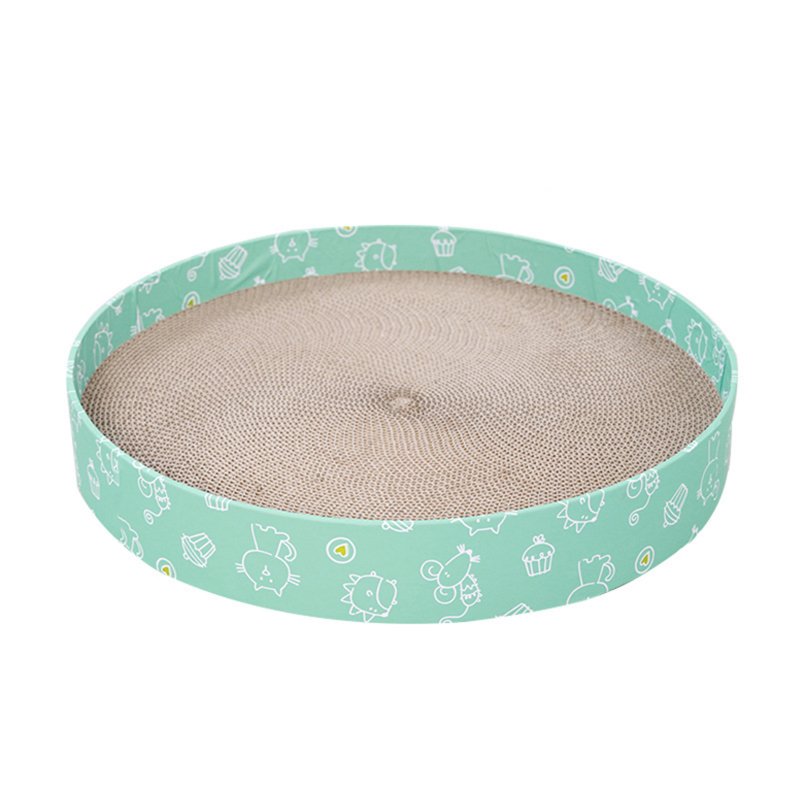 Round Cat Scratcher Bed, Multifunctional Cat Scratching Board, Corrugated Paper Cats Scratching Board For Kitten Large Pet Furniture Supplies (Green) small