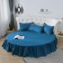 Round Cotton Bed Skirt Bedspread for Home Hotel Sleeping Decoration Lake Blue