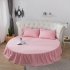 Round Cotton Bed Skirt Bedspread for Home Hotel Sleeping Decoration Cherry blossom pink