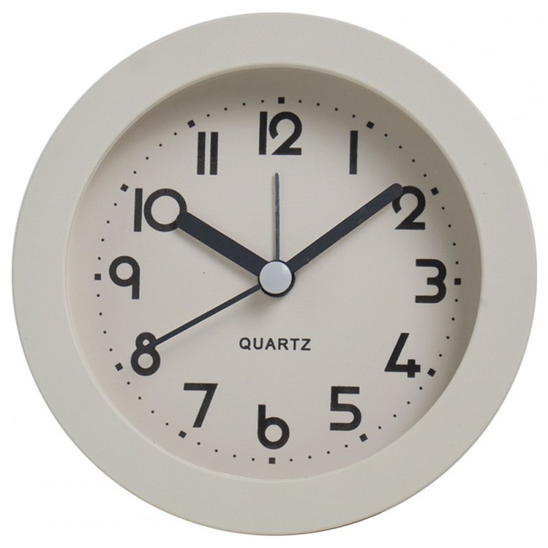 Round Desk Alarm Clock Silent Non-ticking Battery Operated Table Clocks with Night Light Function White