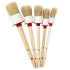 Round Head Clean Bristles Wood Brush Rust Resistant Car Tire Cleaning Brush  Red and white 8 