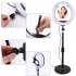 Round LED Fill Light Dimmable Telescopic Stand for Mobile Phone Video Live Selfie Photography black