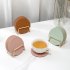Round Leather Insulation Coaster Home Office Table Mat Placemats With Storage Stand Kitchen Supplies pink