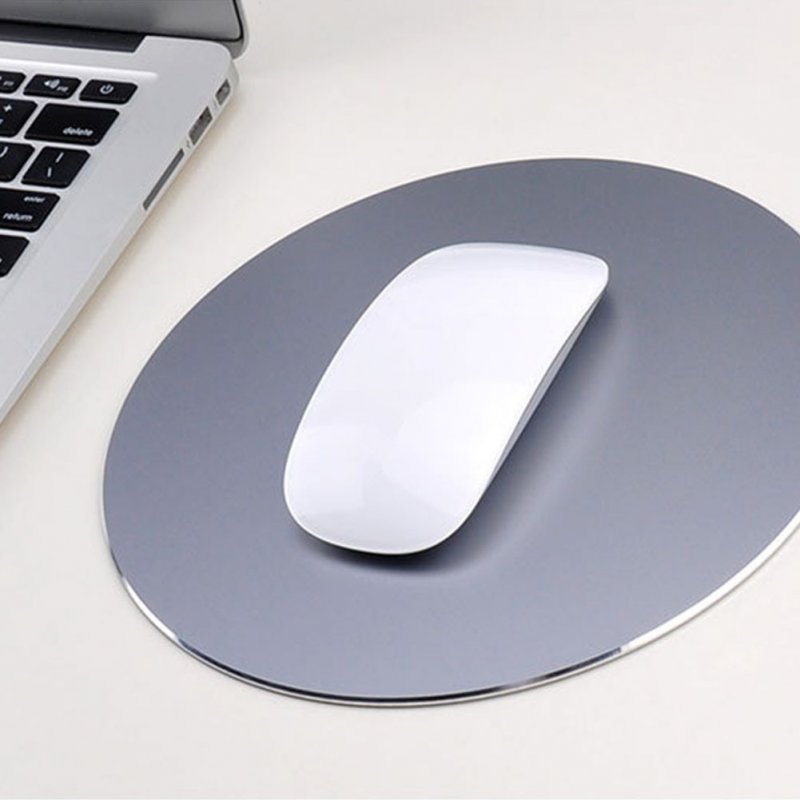 Round Mouse Mat Aluminum Anti Slip Rubber Bottom Gaming Mouse Pad Computer Accessory gray_20CM