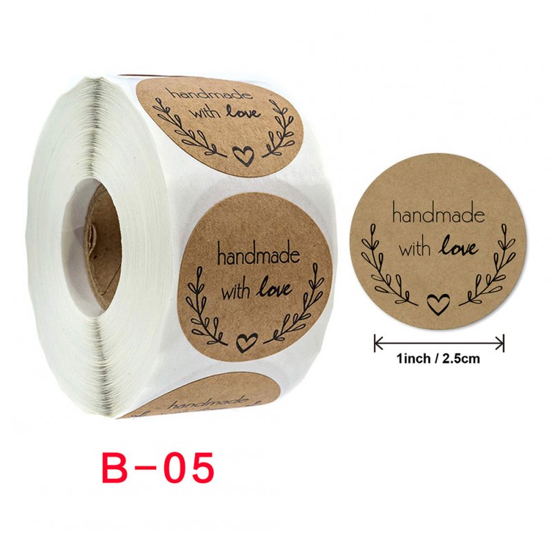 Round Natural Kraft Handmade Stickers Scrapbooking For Package Adhesive Seal Labels Stationery b-05_2.5cm/1inch