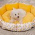 Round Pet Bed With Non Slip Bottom No Deformation Super Soft Plush Pet Sleeping Bed Pet Products For Dogs Cats yellow S 50 x 50 x 12  within 5kg