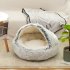 Round Plush Warm Dog Bed Mini Nest House Semi enclosed Deep Sleep Pet Mat Cushion Blanket Sleeping Bag Puppy Kennel Accessories 40cm Semi closed gradient gray