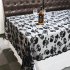 Round Shape Skull Skeleton Pattern Lace Table Cover for Halloween Party Decor black 52x70inch