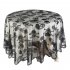 Round Shape Skull Skeleton Pattern Lace Table Cover for Halloween Party Decor black 52x70inch