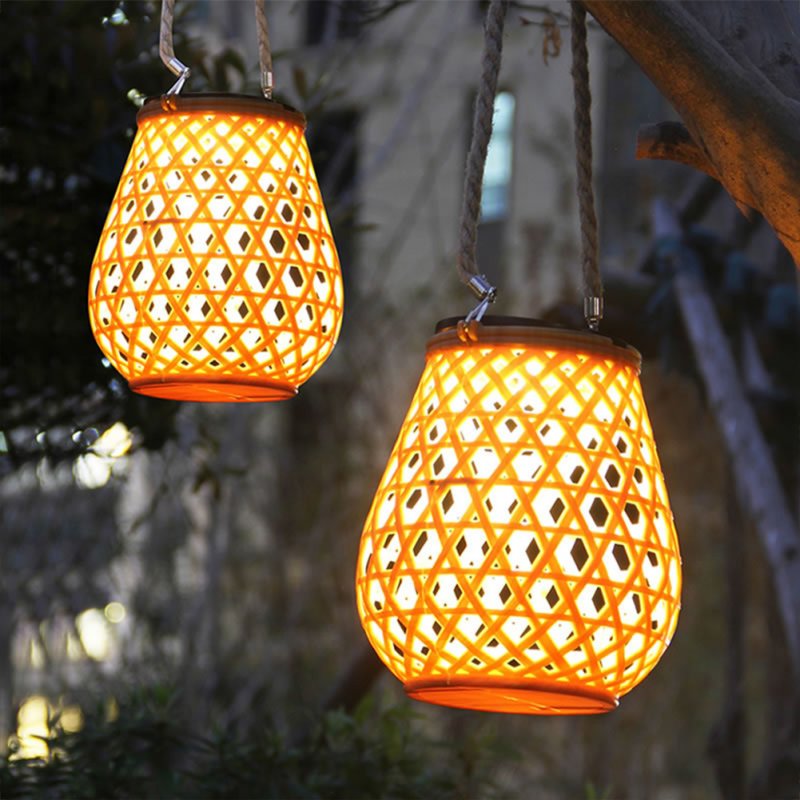 Outdoor Solar Hanging Lanterns With Handle Warm Light 3000K IP44 Waterproof For Wedding Yard Garden Farmhouse 