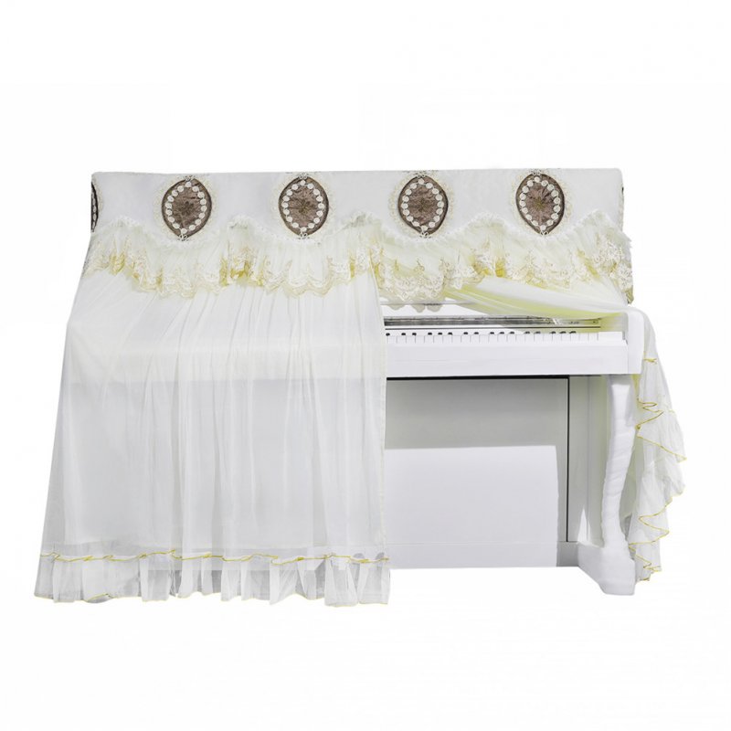 Palace Style Floral Embroidery Gauze Lace Full-cover Piano Cover Dustproof Piano Cover  