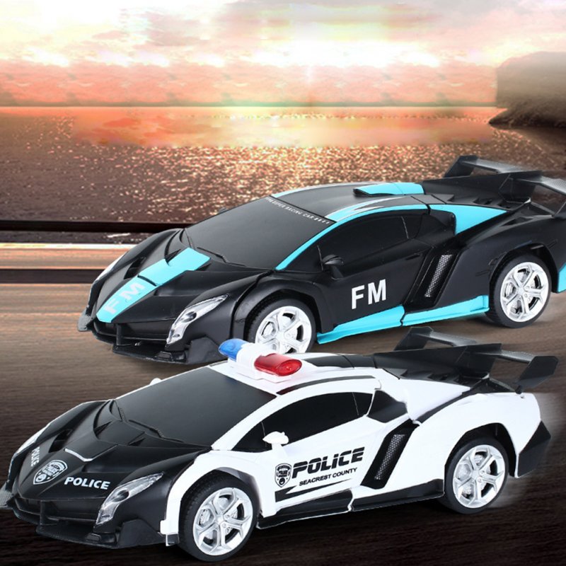 1:18 Remote Control Car Electric One-button Deformation Simulation Car Model 278 Rechargeable Frosted Blue and Black