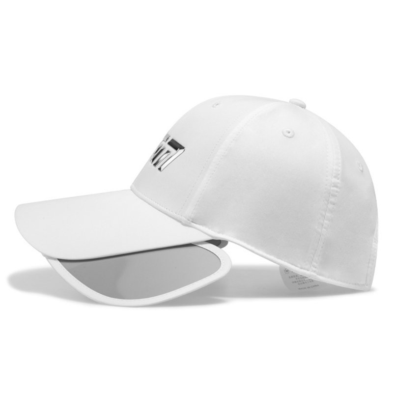 Men Sports Golf Hats Breathable Retractable Widened Brim Sun Protection Full Face Sun Hat Baseball Cap MZ054-white as shown