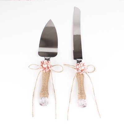 Wholesale Rustic Wedding Cake Knife And Server Set Bowknot Floral