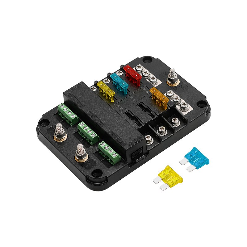 Rv Yacht Fuse Box with Led Indication Light 6-way Multiple Fuses Holder