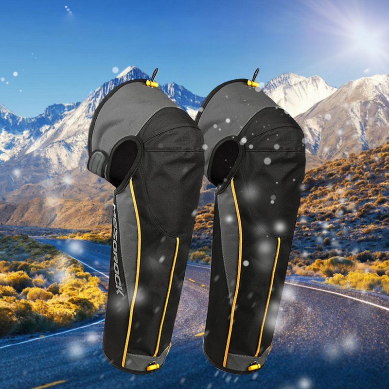 Motorcycle Knee Pads Protector Winter Windproof Leg Warmers Long Leg Cover Reflective Riding Safety Gear For Outdoor Activities 1021-black/with gear