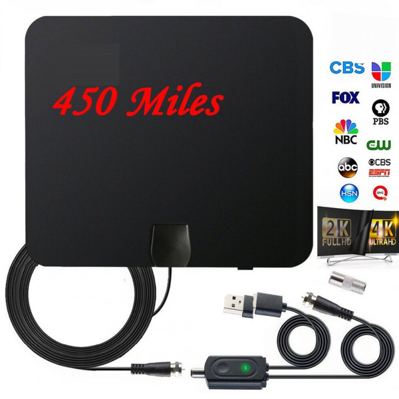 Indoor TV Antenna+ Digital Aerial HD Freeview Amplified Thin HDTV 450 Mile Range 