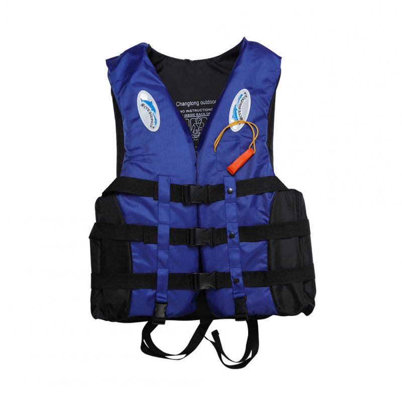 S-3XL Adult Life Jacket Lifesaving Swimming Boating Sailing Vest + Whistle Blue S