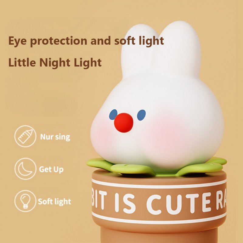 2W Potted Rabbit Clap Light With 500mAH Battery 2-level Adjustable Brightness Children Night Light Desk Lamp For Kids Breastfeeding Sleep Aid 