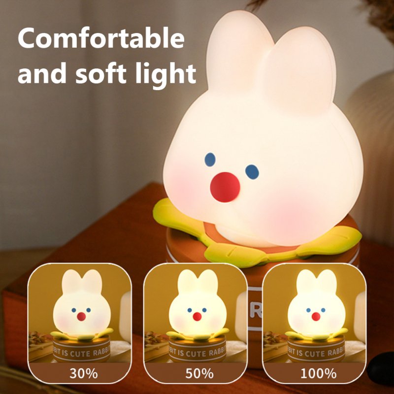 2W Potted Rabbit Clap Light With 500mAH Battery 2-level Adjustable Brightness Children Night Light Desk Lamp For Kids Breastfeeding Sleep Aid 
