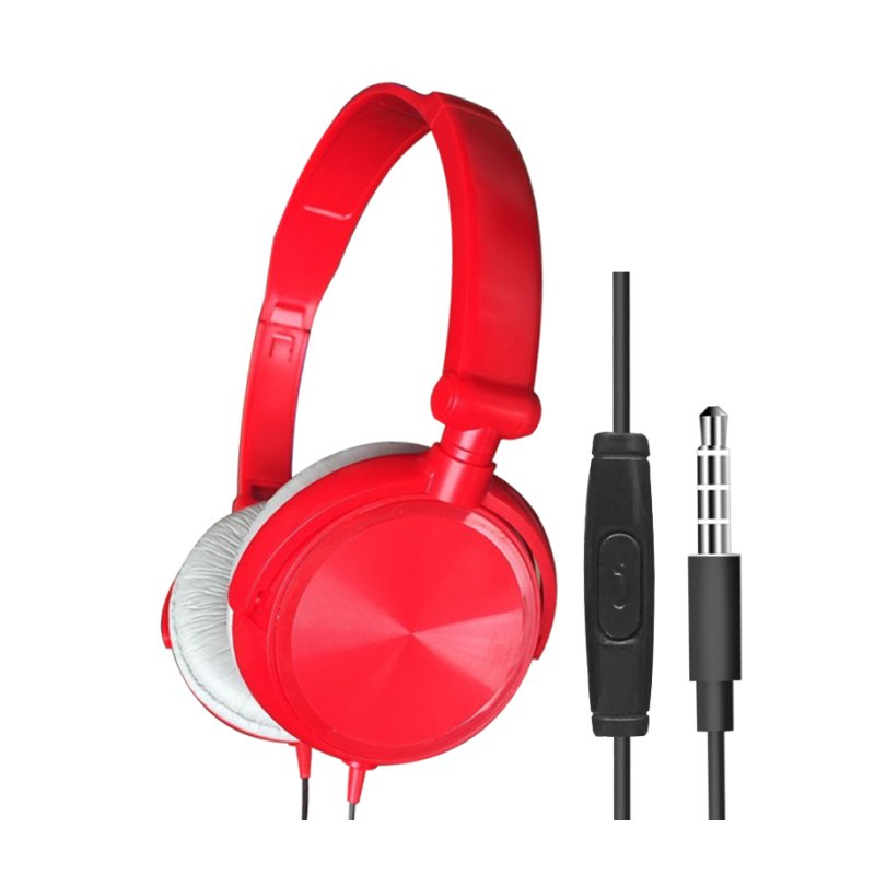 S1 Wired Computer Headset with Microphone Heavy Bass Game Karaoke Voice Headset Red with wheat box